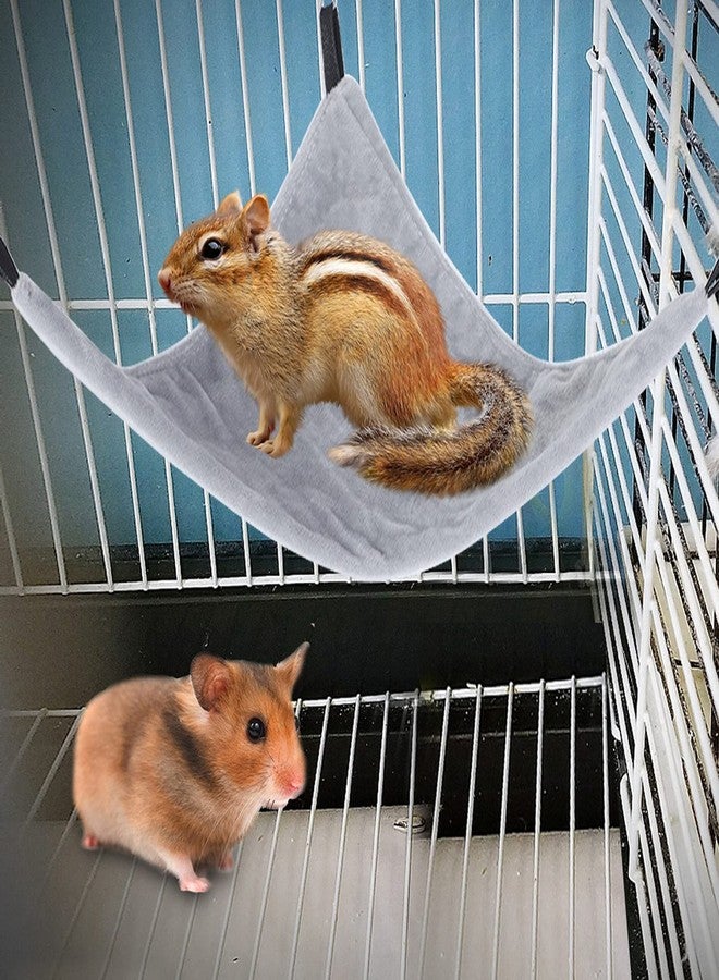 Hffheer Small Animal Hammock Hanging Bed Sleeper Pet Nap Cage Accessories for Parrot Sugar Glider Hamster Ferret Squirrel Guinea Pig (Gray) - Image 4